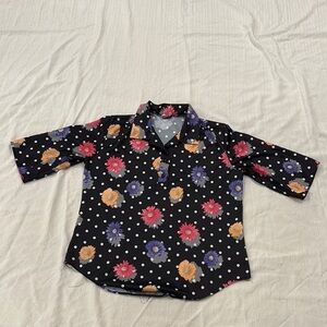 Vintage Floral Polka Dot Polo Shirt